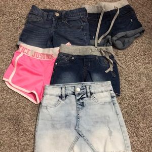 4 shorts 1 skirt - all Justice brand. SOLD!